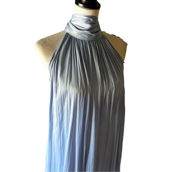 O.P.T. Halter Maxi Dress | NWT | Satin Pleated Baby Blue| Size Small - Picture 2 of 9
